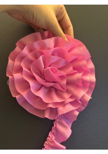 Pembe Çiçek Arma Dikiş Aksesuarı 16 cm