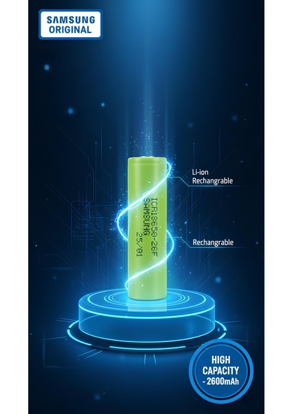 18650ŞARJLI Pil 2600MAH 45 gr