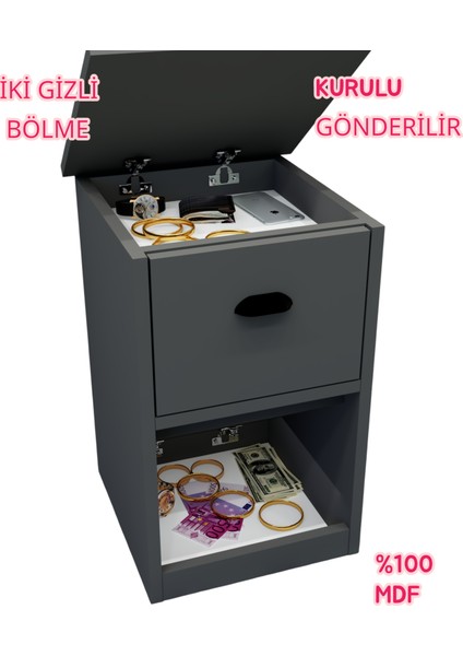 Iki Gizli Bölmeli Mdf Komodin,kurulu Gönderilir,montaja Gerek Yok fırsatları