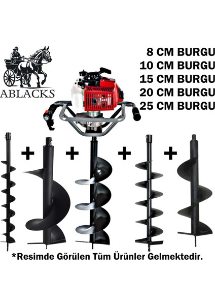 Ultra Lüks Toprak Burgu Makinesi 8 – 10 – 15 – 20 – 25 cm 5 Burgulu