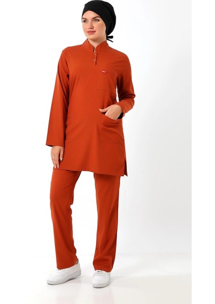 Soft Likralı Tesettür Forma Takım Iki Çıtçıt - 6426 Kiremit fırsatları