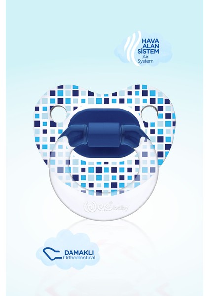 Şeffaf Desenli Damaklı Emzik No:1 0-6 Ay Mavi modelleri