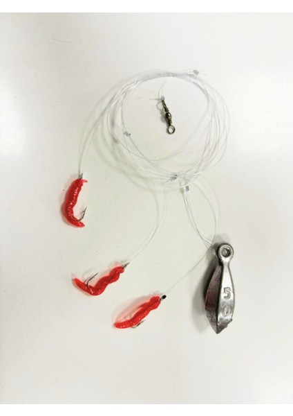 Tekne Avı Istavrit Kıyı Avı Mırmır Özel Slicon Kurtlu 3 Iğneli 50 Gram Kurşun Takım