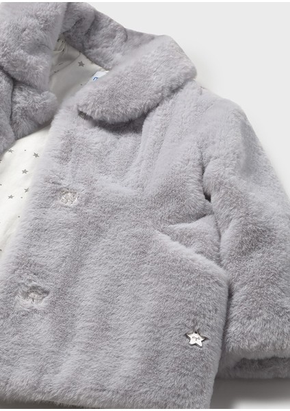 2434-48 Kız Bebe Gri Pelüş Mont modelleri
