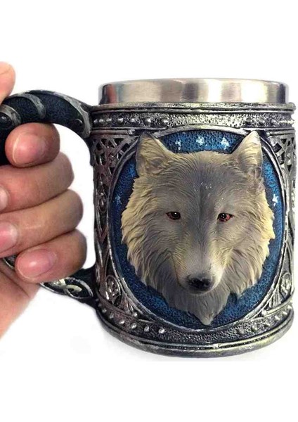 Kamp Doğa Paslanmaz Çelik Büyük Boy Kulplu Kurt Tasarım Kupa Bardak modelleri