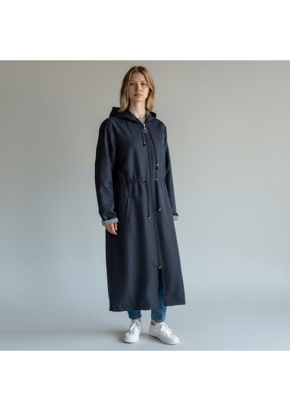 Kadın Kapşonlu Fermuarlı Astarsız Trençkot – Rahat Kalıp Mevsimlik Dış Giyim fiyatları