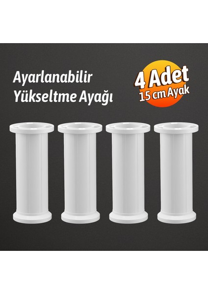 Ayarlanabilir 4 Adet 15 cm Beyaz Plastik Ayak Dolap Mobilya Tezgah Yükseltici Yükseltme Ayağı fiyatları