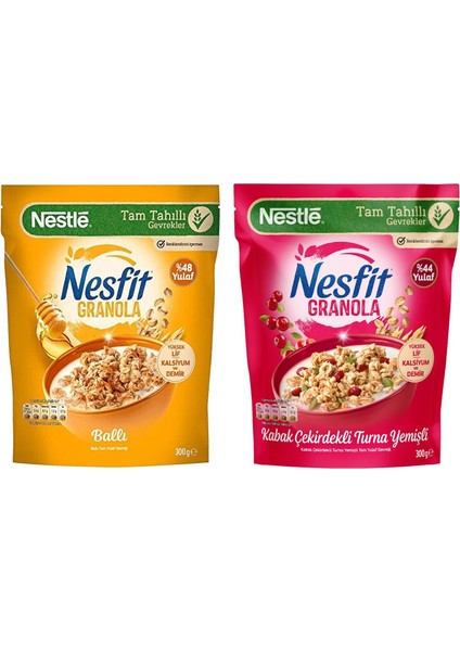Nesfit Granola Ballı ve Kabak Çekirdekli Turna Yemişli 300 gr 2 Li Paket