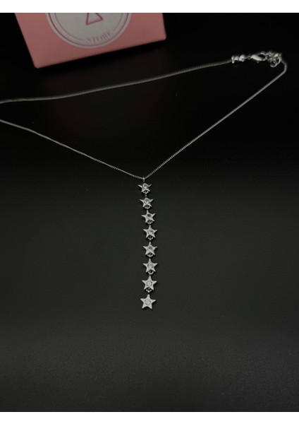 925 Ayar Gümüş Kaplama Yıldızlı Y Kolye , Zincirli Yıldız Detaylı Gümüş Kaplama Kadın Kolye modelleri