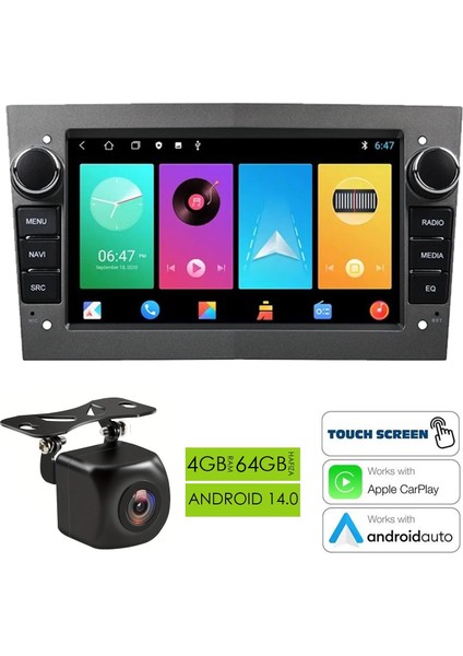 NAV-9903 Tablet Multimedya Android 7 Inç 4+64GB 4 Çekirdek Opel Corsa D/h Gri