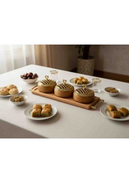 Doğal Meşe Ağacı Ahşap Sunumluk Çerezlik fiyatları