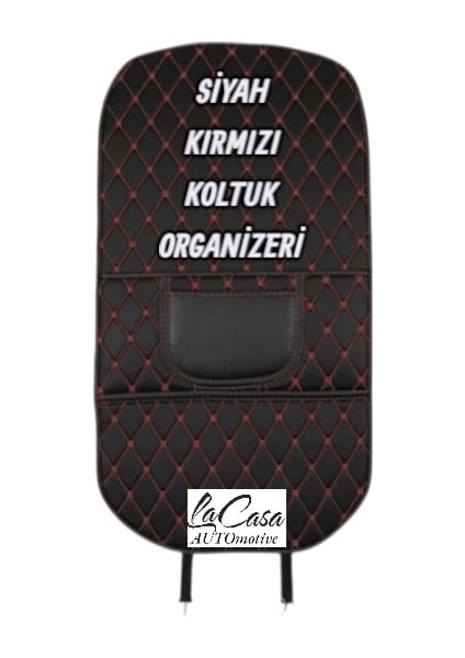 Koltuk Organizeri,koltuk Arkası Koruması, Araç Koltuk Arkası Deri(Vinil) Organizeri(SİYAH-KIRMIZI) fırsatları