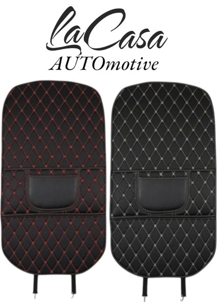 Koltuk Organizeri,koltuk Arkası Koruması, Araç Koltuk Arkası Deri(Vinil) Organizeri(SİYAH-KIRMIZI) indirimleri