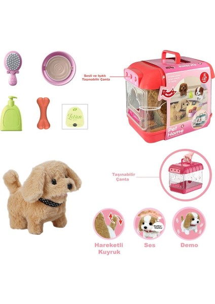JND-6806 Hareketli Köpek ve Işıklı Sesli Şeffaf Kafes Seti -Vardem Oyuncak Kız Erkek Çocuk Oyuncak E modelleri