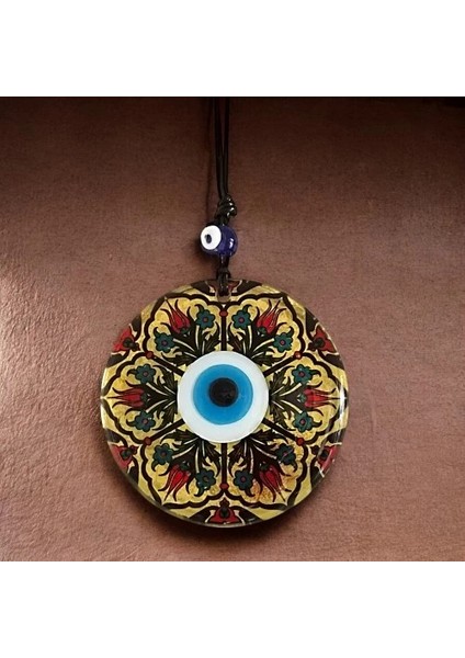 Lale Desenli Altın Varaklı Nazar Boncuklu Füzyon Cam Duvar Dekoru modelleri