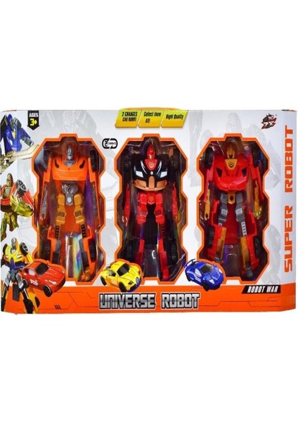 3lü Byk Dönüşebilen Kaliteli Robot Kız Erkek Çocuk Oyuncak Eğitici Oyuncaklar