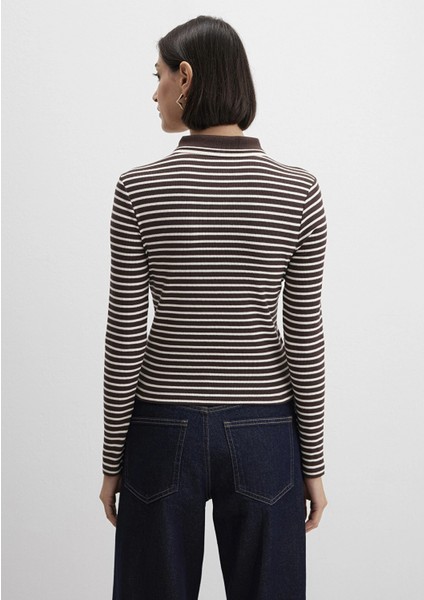 1613836-91456 Çizgili Kahverengi Polo Tişört fırsatları