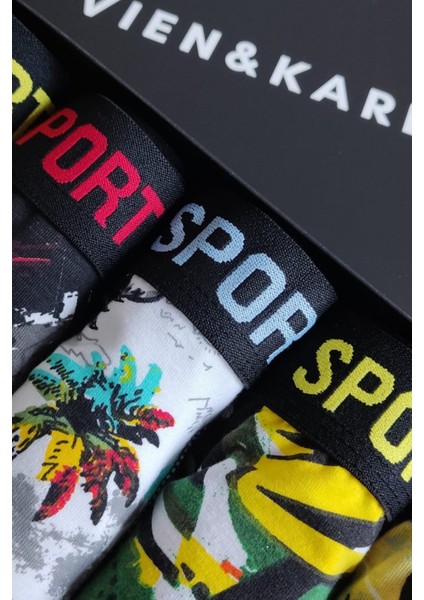 Erkek Desenli 5'li Premium Kutu Penye Pamuklu Likralı Boxer fiyatları