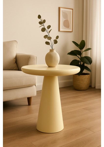 Doğal Masif Ahşap Krem Renk Mantar Sehpa – Tekli Yan Sehpa Modeli