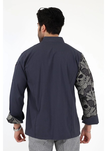 Erkek Likralı Kol Desenli Aşçı Ceket - 6417 Füme Kuru Kafa fiyatları