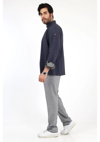 Erkek Likralı Kol Desenli Aşçı Ceket - 6417 Füme Kuru Kafa fırsatları