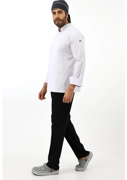 Erkek Likralı Aşçı Ceket - 6401 Beyaz Soft indirimleri