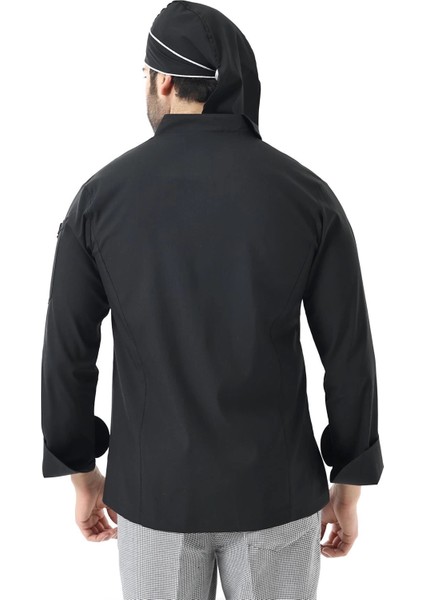 Erkek Likralı Aşçı Ceket - 6403 Siyah Soft fiyatları
