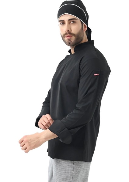 Erkek Likralı Aşçı Ceket - 6403 Siyah Soft fırsatları