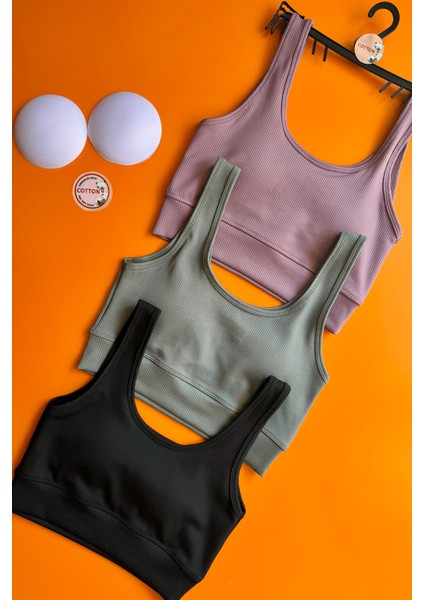 Zaphir 3'lü | Mürdüm, Taş Gri ve Yeşil Renk Destekli Büstiyer Bra Ribana Kadın Büstiyer-Sütyen 64A32 fırsatları