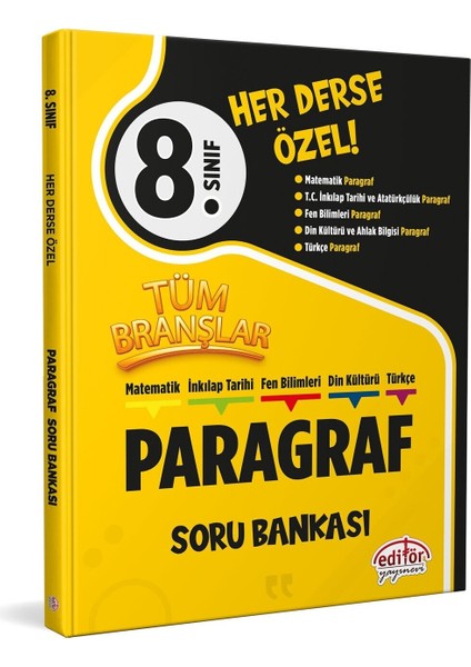 8. Sınıf Tüm Branşlar Paragraf Soru Bankası modelleri