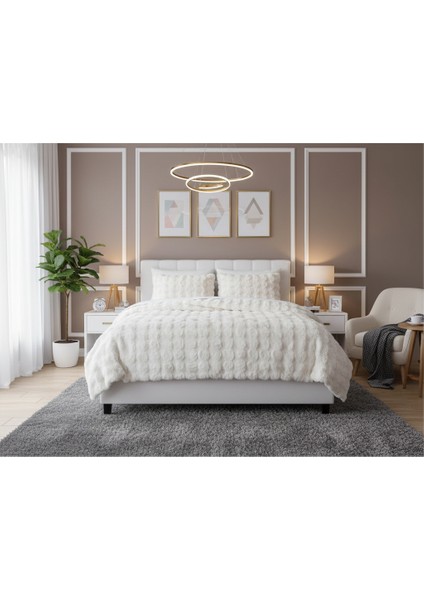 Comfort Yorgan Seti Çift Kişilik Puff Loria Krem