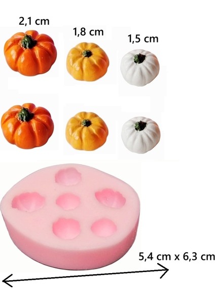 6'lı Mini Minyatür Kabak, 3 Boy Bal Kabağı Silikon Kalıp K-1266, Kokulu Taş Sabun Alçı Mum Kalıbı