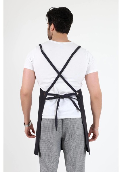 Barista Askılı Önlük Çift Cepli - Füme fiyatları