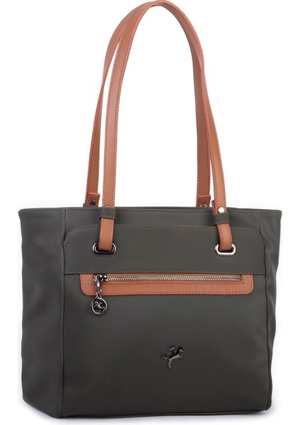 Kadın Büyük Boy Omuz Çantası Haki Taba Buzzy