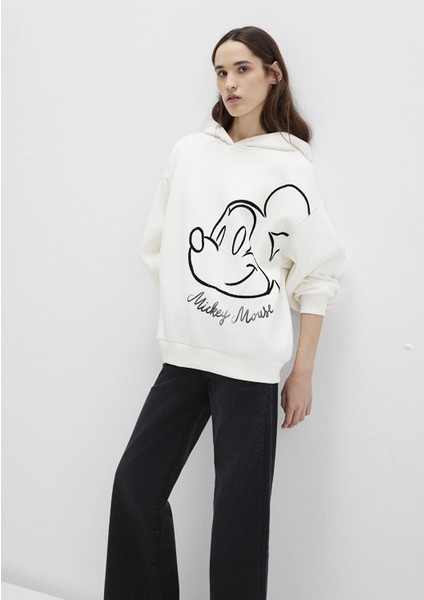 Mickey Mouse Baskılı Ekru Sweatshirt 1S10466-80194