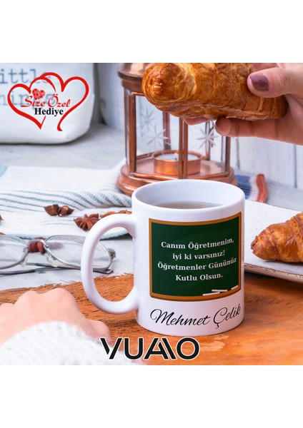 Öğretmenler Günü Hediyesi Kişiye Özel Isimli ve Sözlü Kupa Bardak - T2 fiyatları