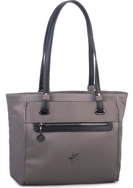 Kadın Büyük Boy Omuz Çantası Gri Siyah Buzzy