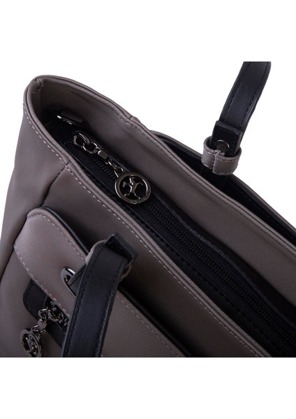 Kadın Büyük Boy Omuz Çantası Gri Siyah Buzzy modelleri