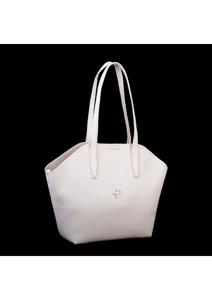 Kadın Büyük Boy Omuz Çantası Çapraz Askılı Krem Lopez