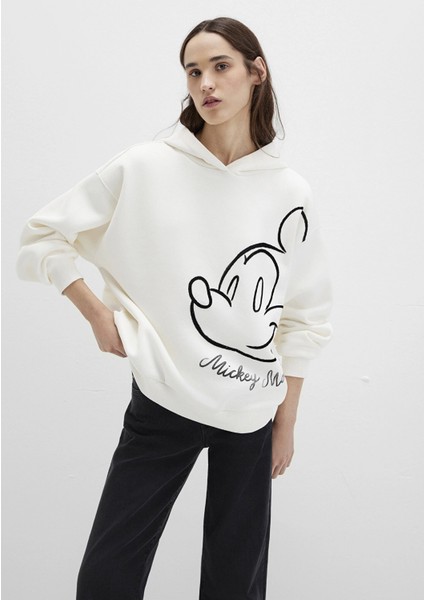 Mickey Mouse Baskılı Ekru Sweatshirt 1S10466-80194 modelleri