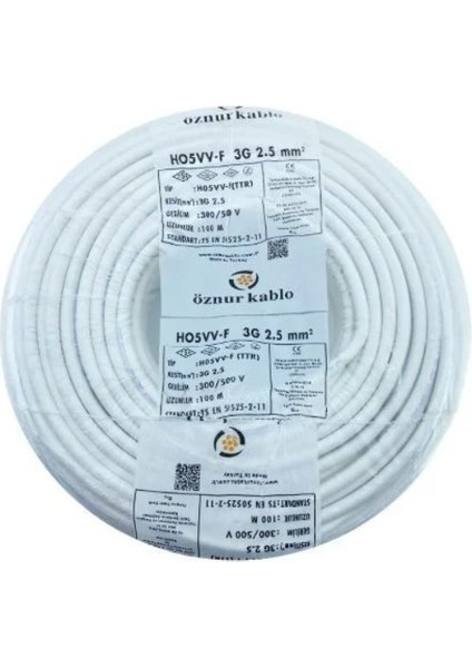 H05VV-F (Ttr) 3x2,5 Beyaz