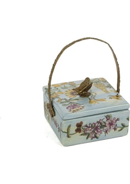 Mavi Kelebek Saplı Takı Kutusu 11X17CM