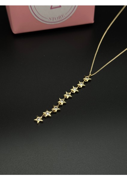 925 Ayar Gümüş Kaplama Yıldızlı Y Kolye , Zincirli Yıldız Detaylı Gümüş Kaplama Kadın Kolye modelleri