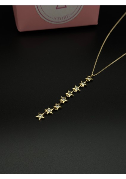 925 Ayar Gümüş Kaplama Yıldızlı Y Kolye , Zincirli Yıldız Detaylı Gümüş Kaplama Kadın Kolye fırsatları