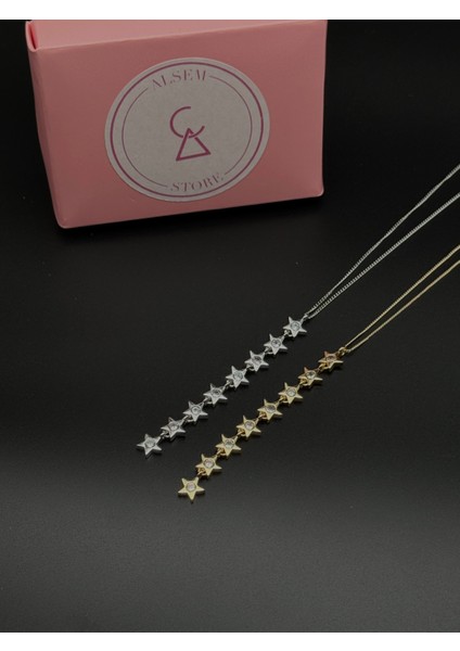 925 Ayar Gümüş Kaplama Yıldızlı Y Kolye , Zincirli Yıldız Detaylı Gümüş Kaplama Kadın Kolye indirimleri