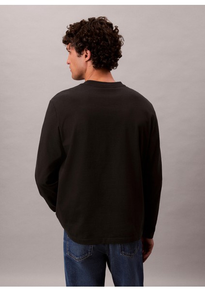 Bisiklet Yaka Siyah Erkek T-Shirt LV04LD232GUB1_LS Rlxd Standard Logo indirimleri