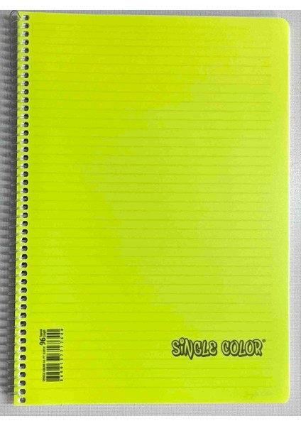 Sıngle Color A4 96 Yaprak Çizgili Pp Kapak Spiralli Defter Neon Sarı
