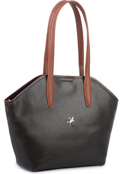 Kadın Büyük Boy Omuz Çantası Çapraz Askılı Haki Taba Victoria