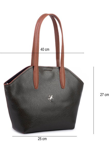 Kadın Büyük Boy Omuz Çantası Çapraz Askılı Haki Taba Victoria