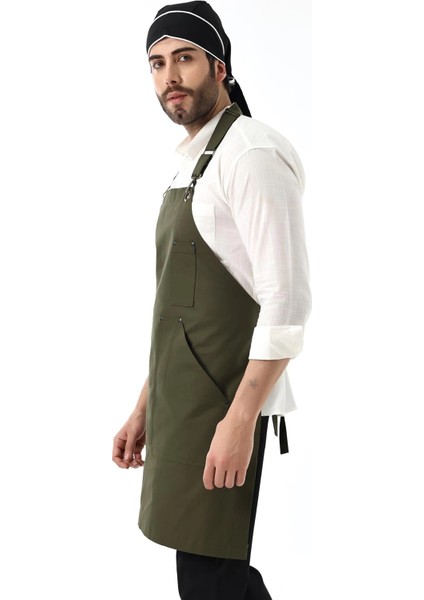 Barista Boyundan Askılı Önlük Kanguru Cepli - Yeşil indirimleri